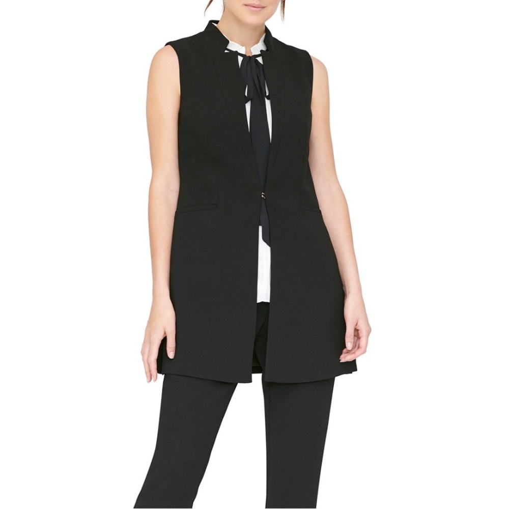 DKNY Sleeveless Lapel Black Vest size 0 pre-owned, great condition